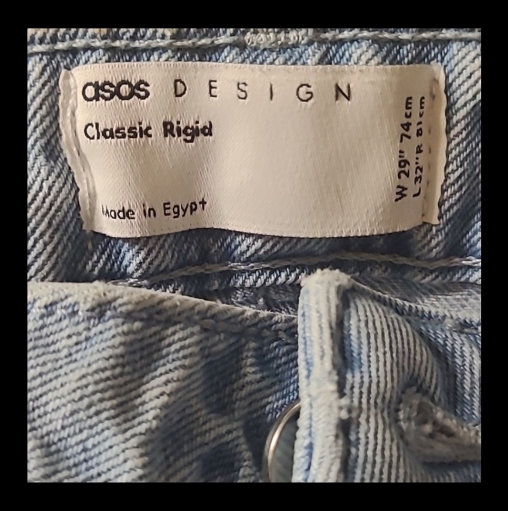 ASOS DESIGN cotton blend classic rigid mid wash blue - 29x32"